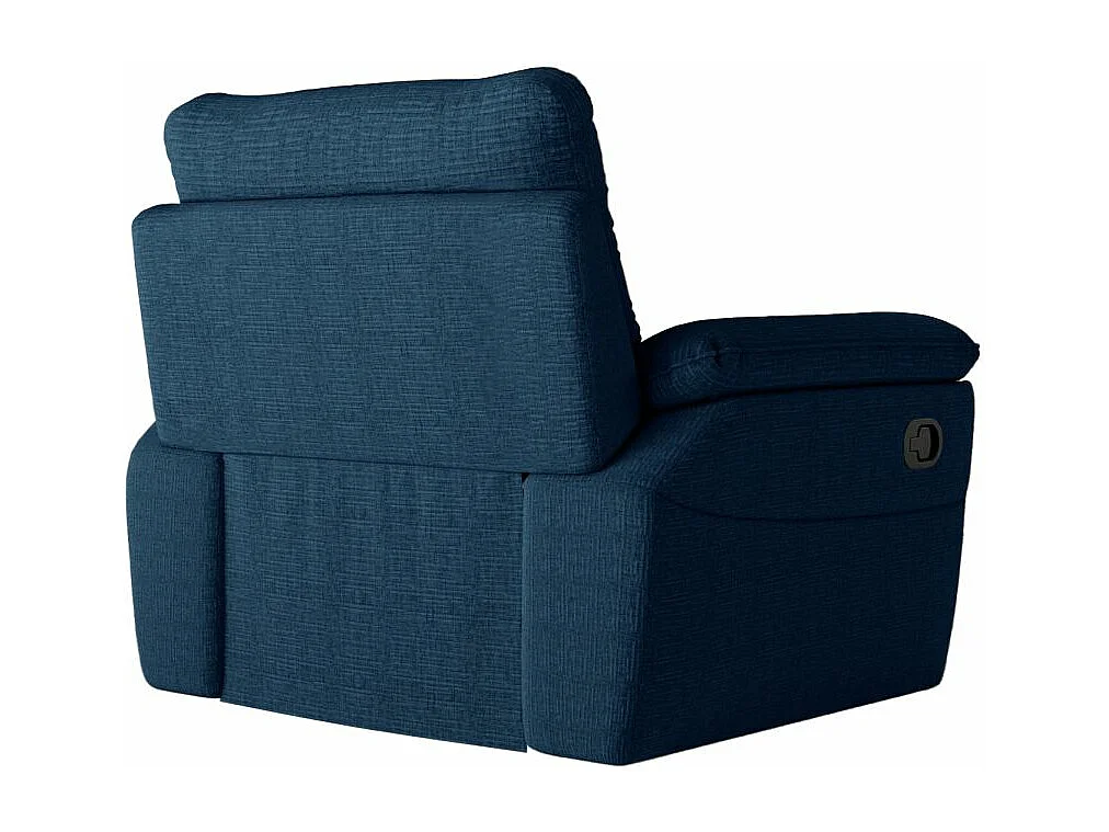 Fauteuil de relaxation manuel Ross en tissu texturé 3D - Bleu foncé - L101 x P100 x H102cm - Loungitude