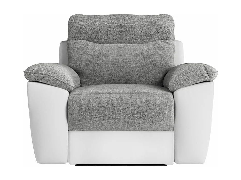 Fauteuil de relaxation manuel Ross en tissu et simili - Blanc/Gris - L101 x P100 x H102cm - Loungitude