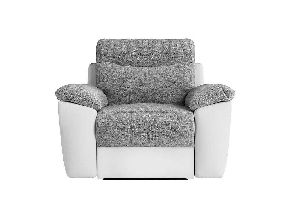 Fauteuil de relaxation manuel Ross en tissu et simili - Blanc/Gris - L101 x P100 x H102cm - Loungitude