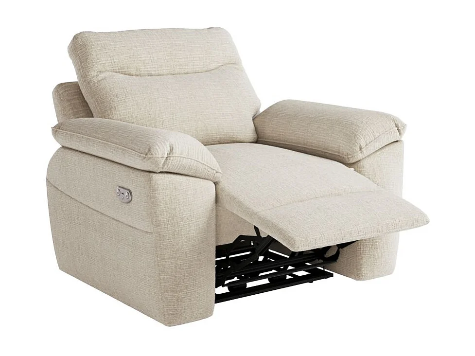 Fauteuil de relaxation électrique Ross en tissu texturé 3D - Beige - L101 x P100 x H102cm - Loungitude