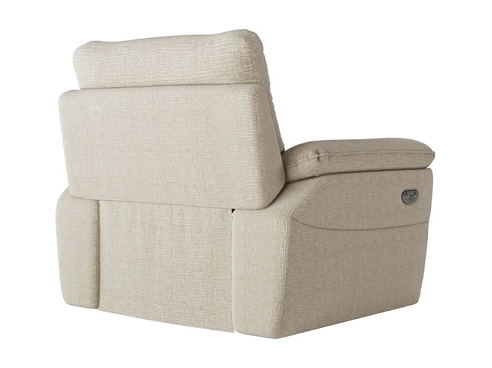 Fauteuil de relaxation électrique Ross en tissu texturé 3D - Beige - L101 x P100 x H102cm - Loungitude