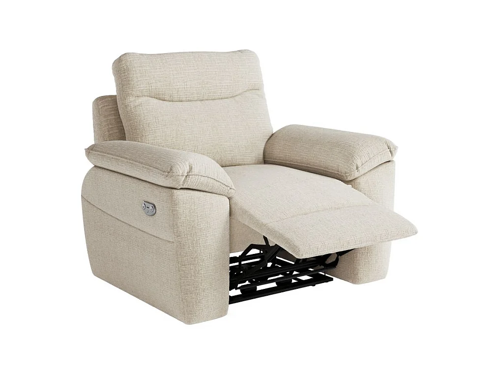 Fauteuil de relaxation électrique Ross en tissu texturé 3D - Beige - L101 x P100 x H102cm - Loungitude