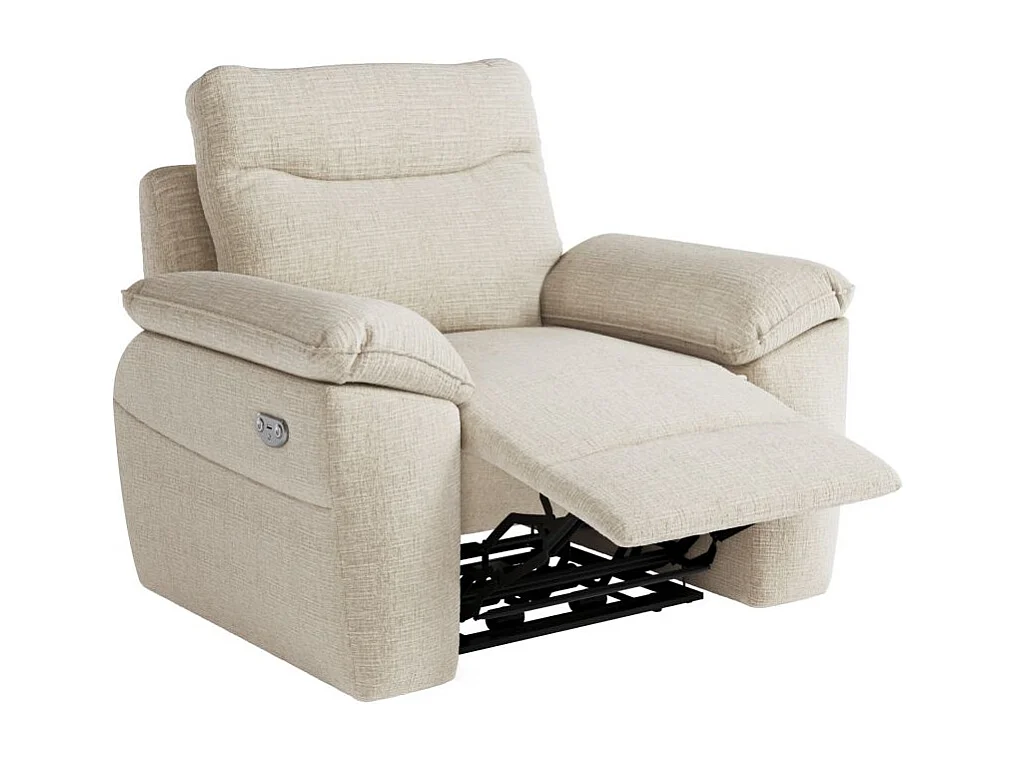 Fauteuil de relaxation électrique Ross en tissu texturé 3D - Beige - L101 x P100 x H102cm - Loungitude