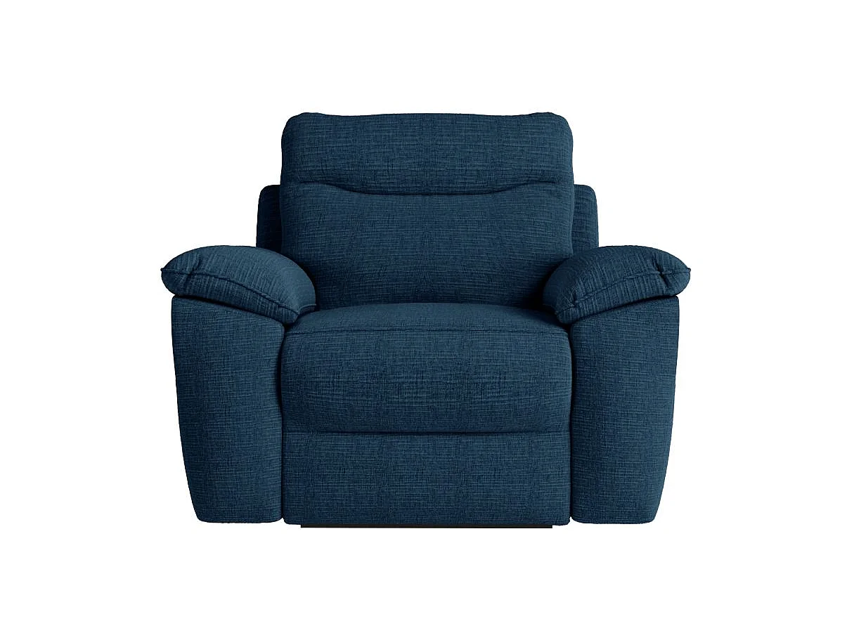 Fauteuil de relaxation électrique Ross en tissu texturé 3D - Bleu foncé - L101 x P100 x H102cm - Loungitude