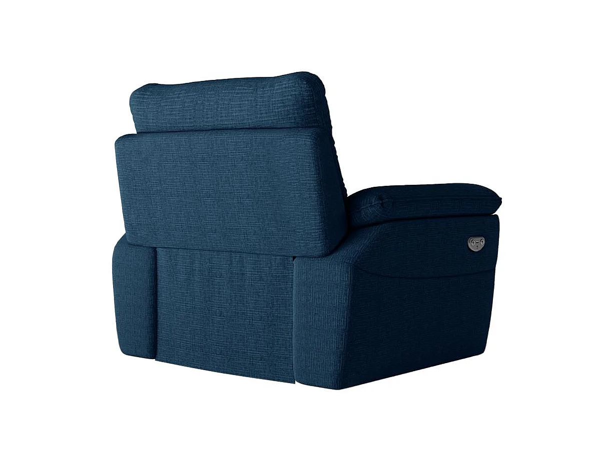 Fauteuil de relaxation électrique Ross en tissu texturé 3D - Bleu foncé - L101 x P100 x H102cm - Loungitude