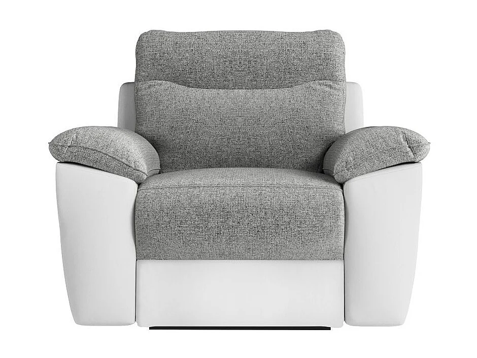Fauteuil de relaxation électrique Ross en tissu et simili - Blanc/Gris - L101 x P100 x H102cm - Loungitude