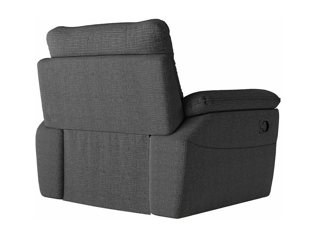 Fauteuil de relaxation manuel Ross en tissu texturé 3D - Gris anthracite - L101 x P100 x H102cm - Loungitude