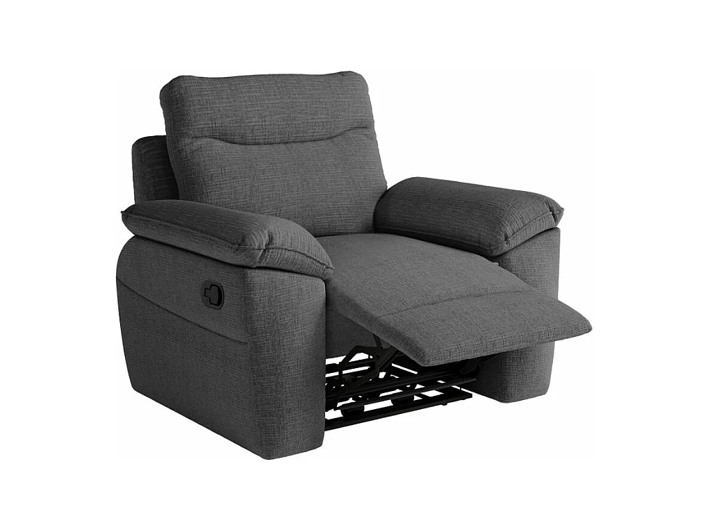 Fauteuil de relaxation manuel Ross en tissu texturé 3D - Gris anthracite - L101 x P100 x H102cm - Loungitude