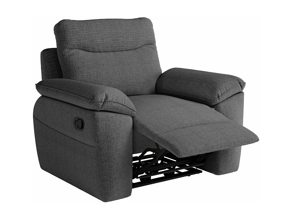 Fauteuil de relaxation manuel Ross en tissu texturé 3D - Gris anthracite - L101 x P100 x H102cm - Loungitude