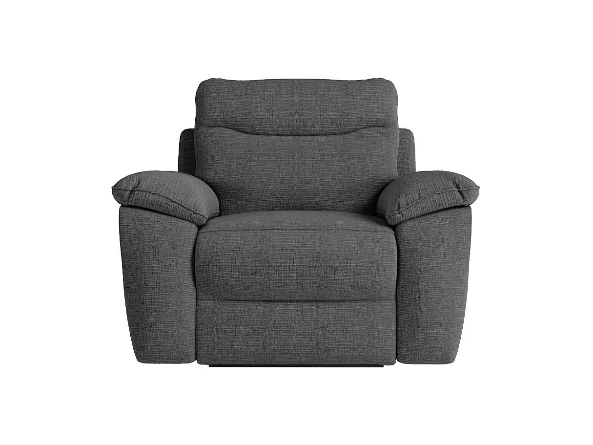 Fauteuil de relaxation manuel Ross en tissu texturé 3D - Gris anthracite - L101 x P100 x H102cm - Loungitude