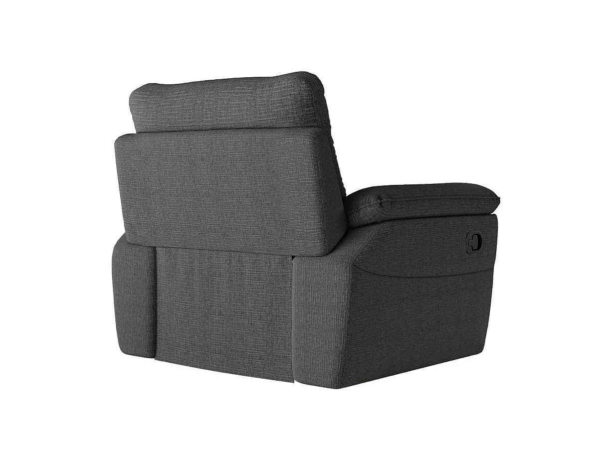 Fauteuil de relaxation manuel Ross en tissu texturé 3D - Gris anthracite - L101 x P100 x H102cm - Loungitude