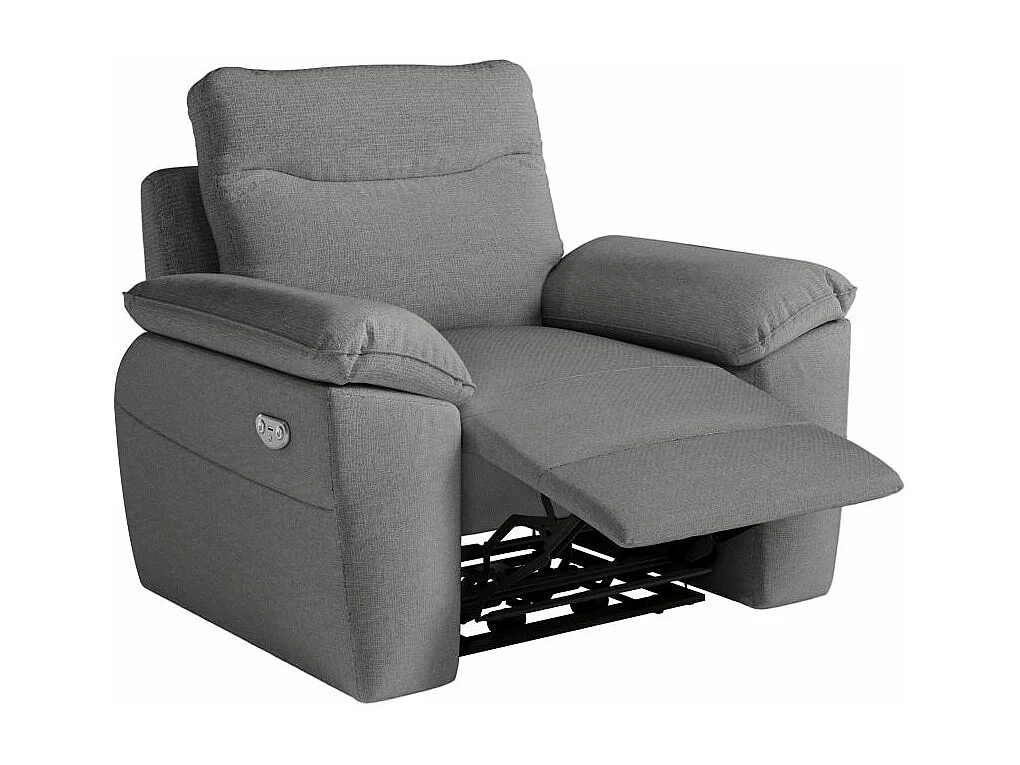 Fauteuil de relaxation électrique Ross en tissu - Gris - L101 x P100 x H102cm - Loungitude