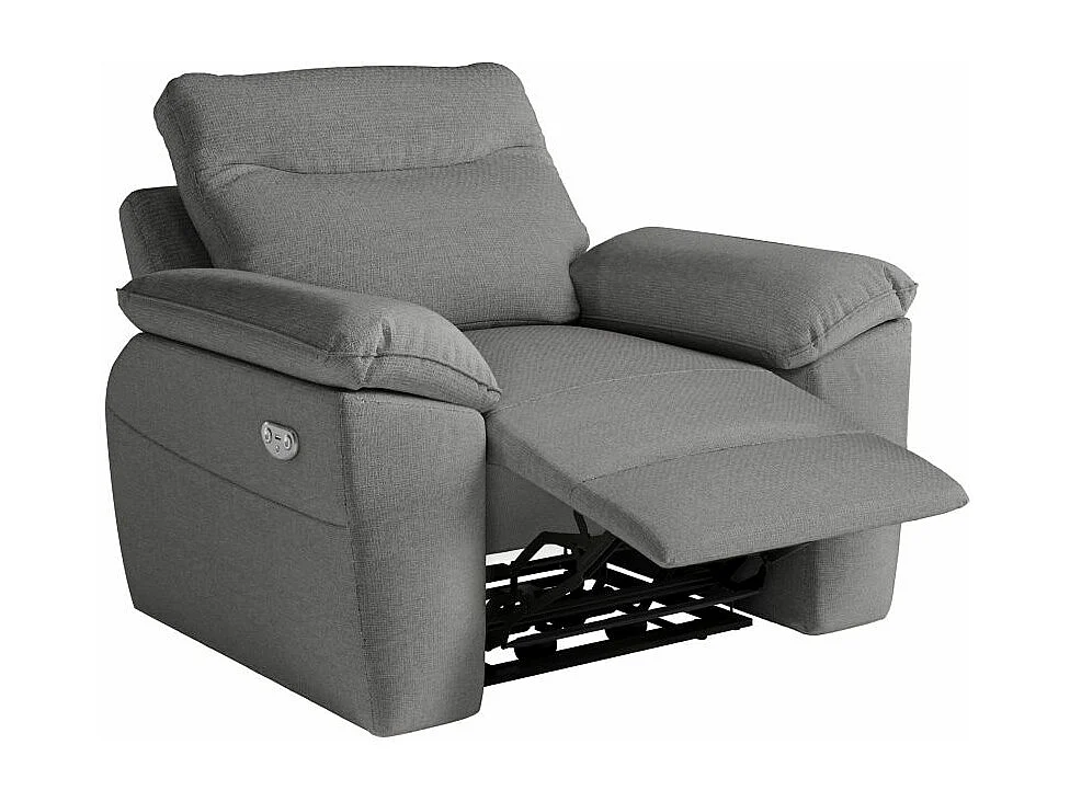 Fauteuil de relaxation électrique Ross en tissu - Gris - L101 x P100 x H102cm - Loungitude