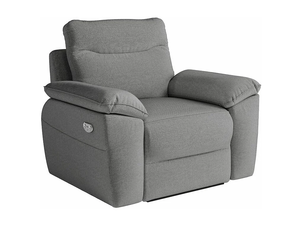 Fauteuil de relaxation électrique Ross en tissu - Gris - L101 x P100 x H102cm - Loungitude