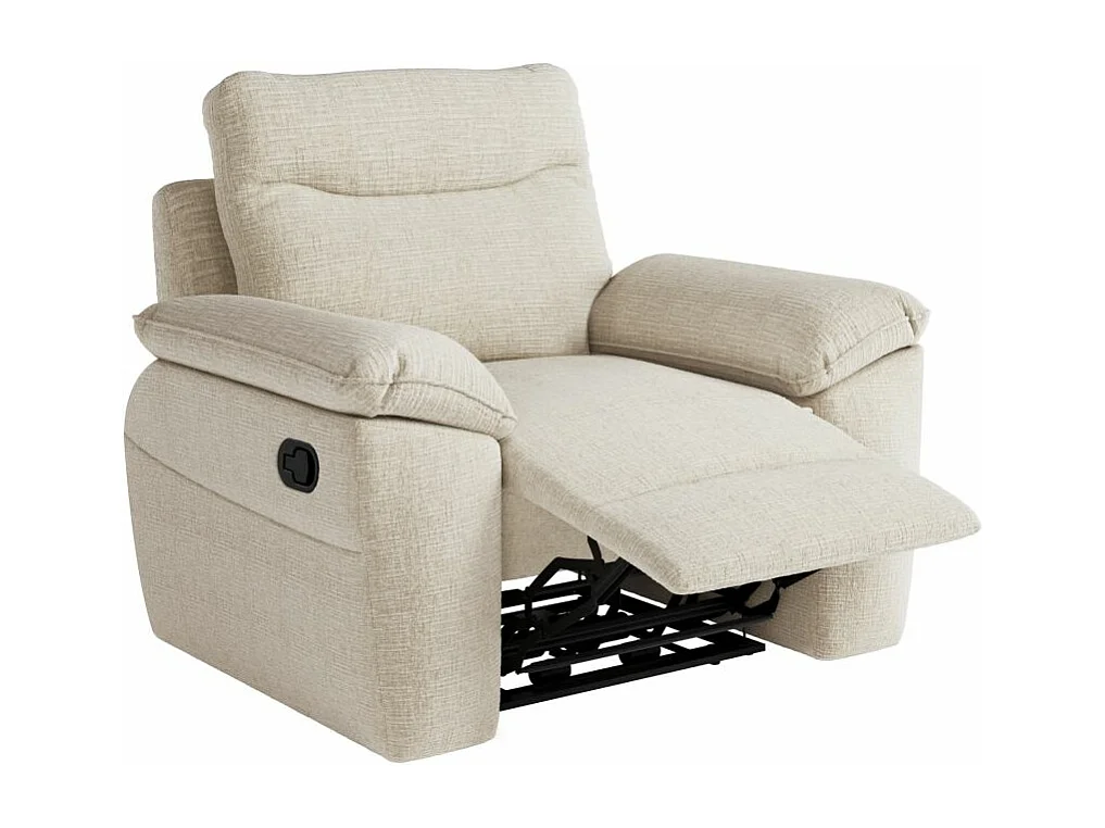 Fauteuil de relaxation manuel Ross en tissu texturé 3D - Beige - L101 x P100 x H102cm - Loungitude