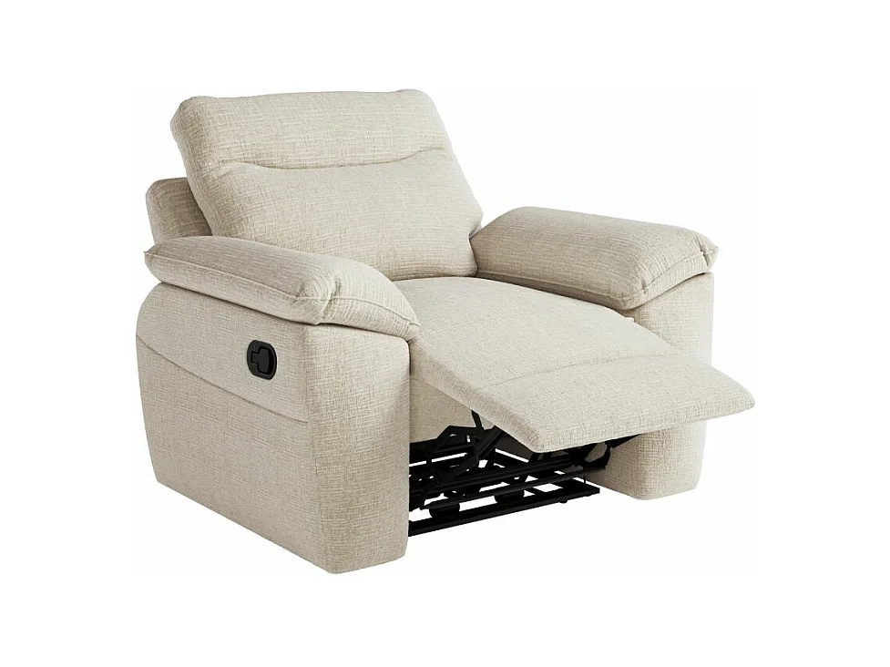 Fauteuil de relaxation manuel Ross en tissu texturé 3D - Beige - L101 x P100 x H102cm - Loungitude