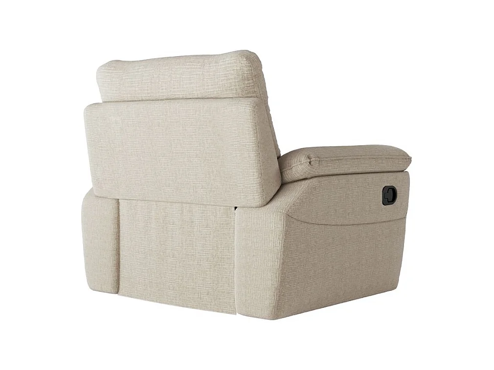Fauteuil de relaxation manuel Ross en tissu texturé 3D - Beige - L101 x P100 x H102cm - Loungitude