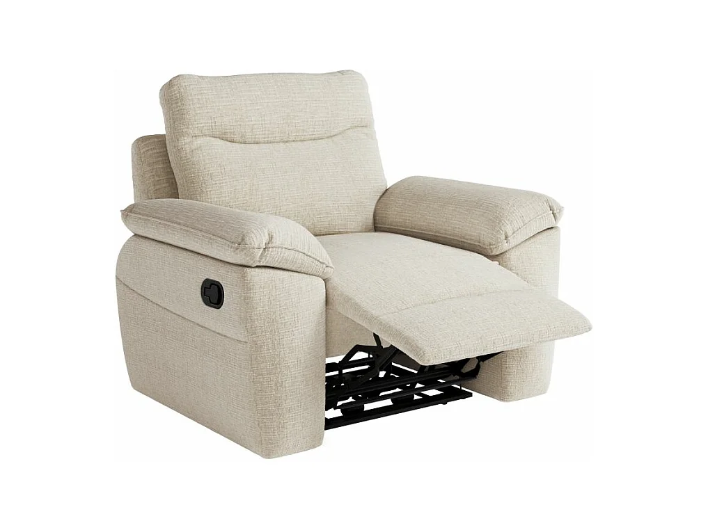 Fauteuil de relaxation manuel Ross en tissu texturé 3D - Beige - L101 x P100 x H102cm - Loungitude