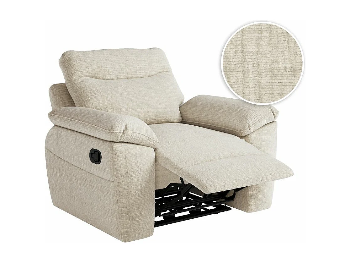Fauteuil de relaxation manuel Ross en tissu texturé 3D - Beige - L101 x P100 x H102cm - Loungitude