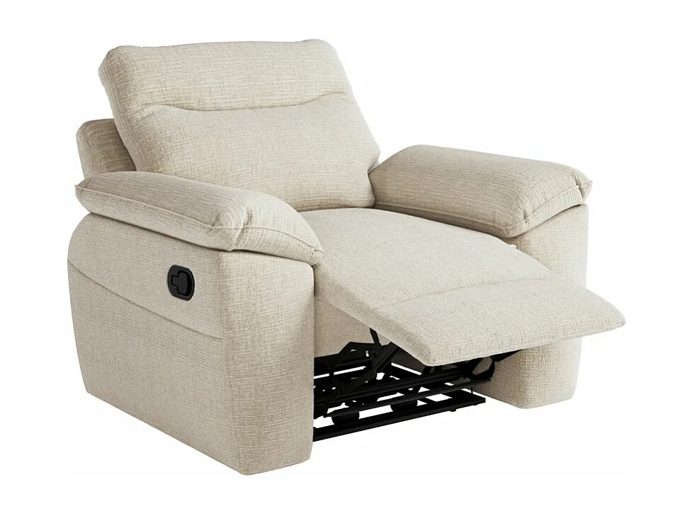 Fauteuil de relaxation manuel Ross en tissu texturé 3D - Beige - L101 x P100 x H102cm - Loungitude
