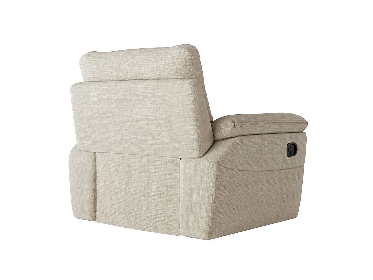 Fauteuil de relaxation manuel Ross en tissu texturé 3D - Beige - L101 x P100 x H102cm - Loungitude