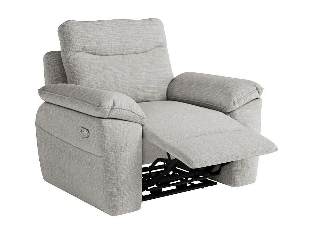 Fauteuil de relaxation électrique Ross en tissu texturé 3D - Gris clair - L101 x P100 x H102cm - Loungitude