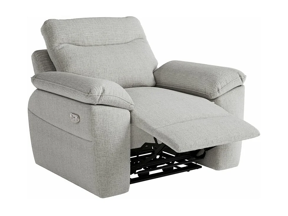 Fauteuil de relaxation électrique Ross en tissu texturé 3D - Gris clair - L101 x P100 x H102cm - Loungitude