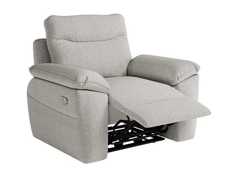 Fauteuil de relaxation électrique Ross en tissu texturé 3D - Gris clair - L101 x P100 x H102cm - Loungitude