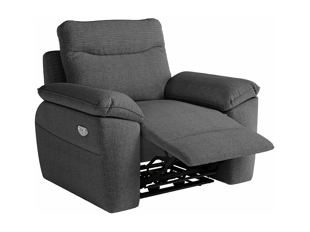 Fauteuil de relaxation électrique Ross en tissu texturé 3D - Gris anthracite - L101 x P100 x H102cm - Loungitude