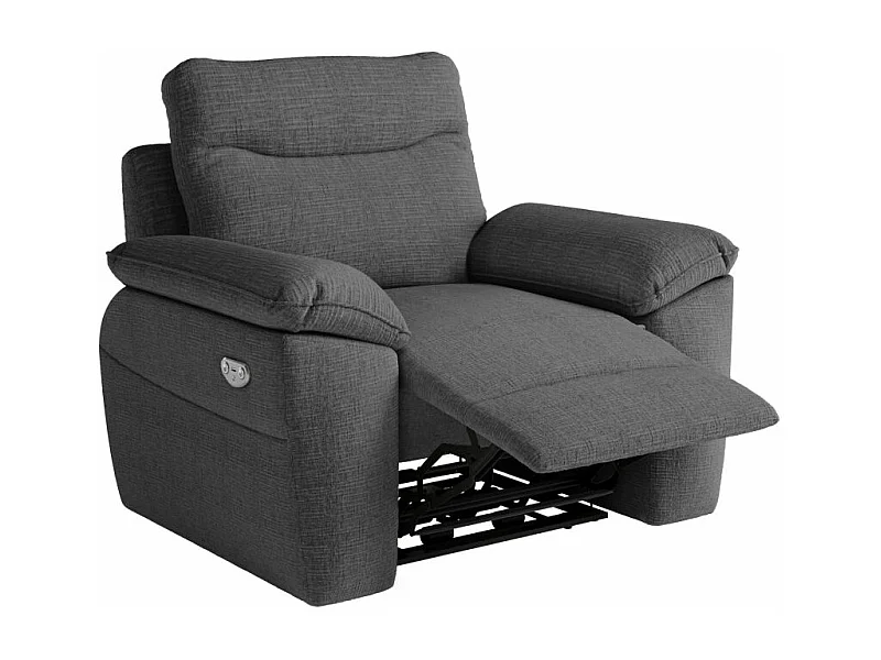 Fauteuil de relaxation électrique Ross en tissu texturé 3D - Gris anthracite - L101 x P100 x H102cm - Loungitude