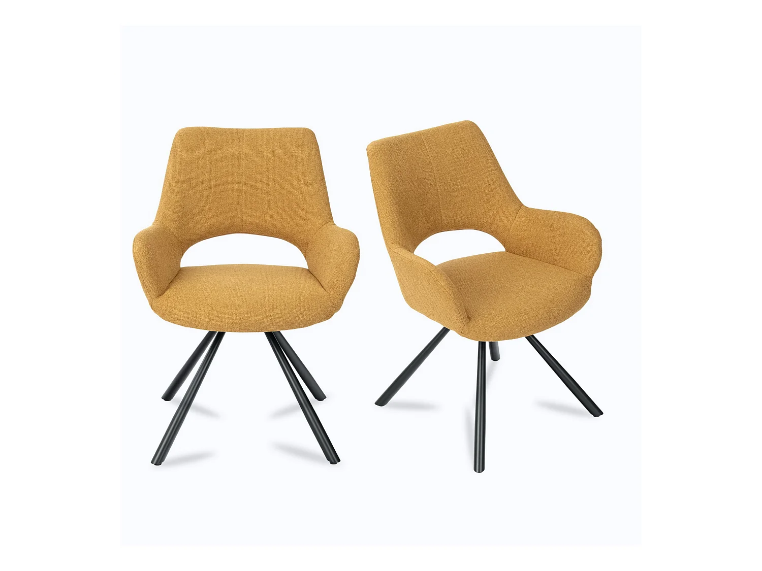 Lot de 2 chaises de salle à manger fauteuil de table en tissu style scandinave