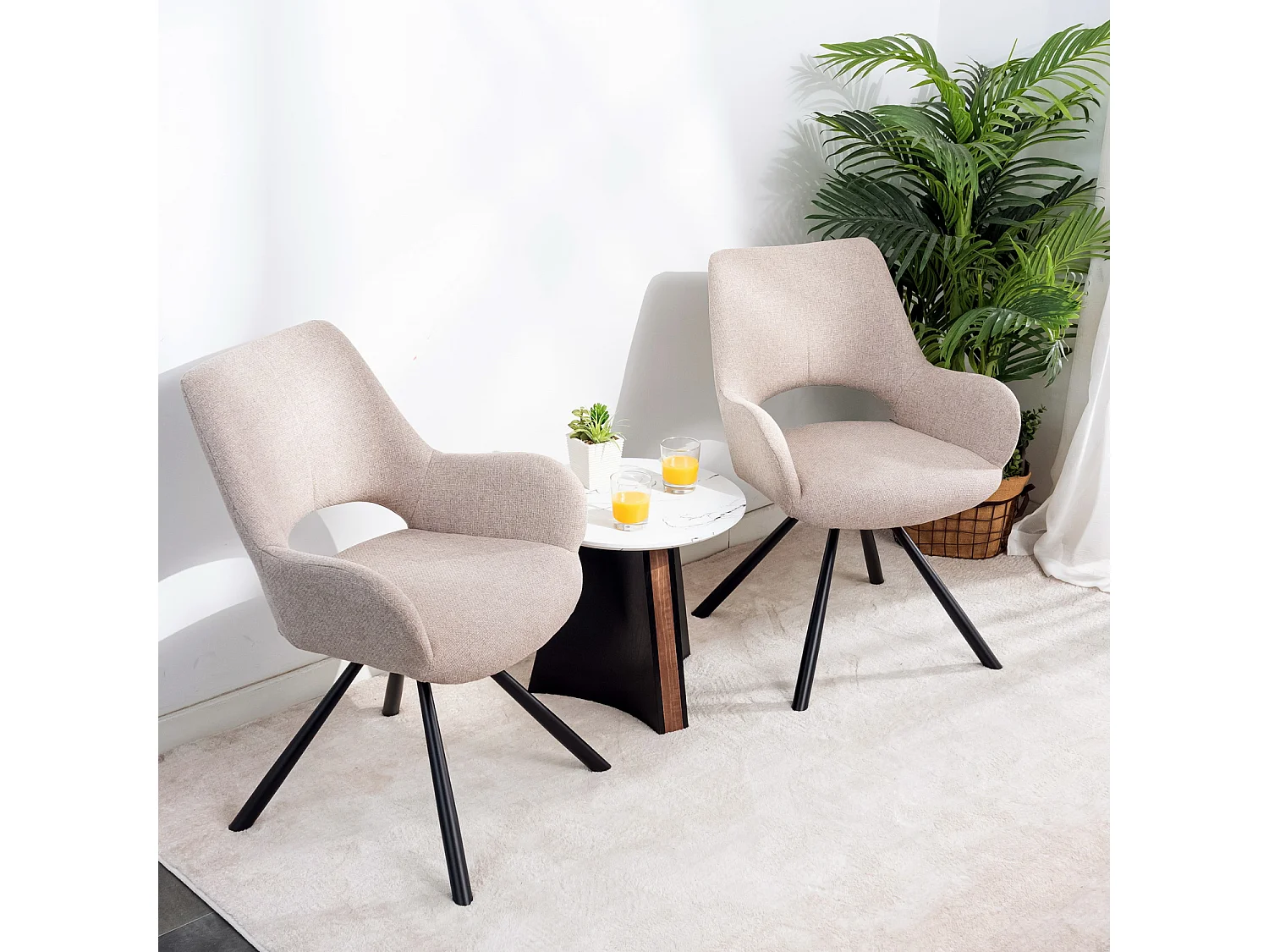 Lot de 4 chaises de salle à manger fauteuil de table en tissu style scandinave