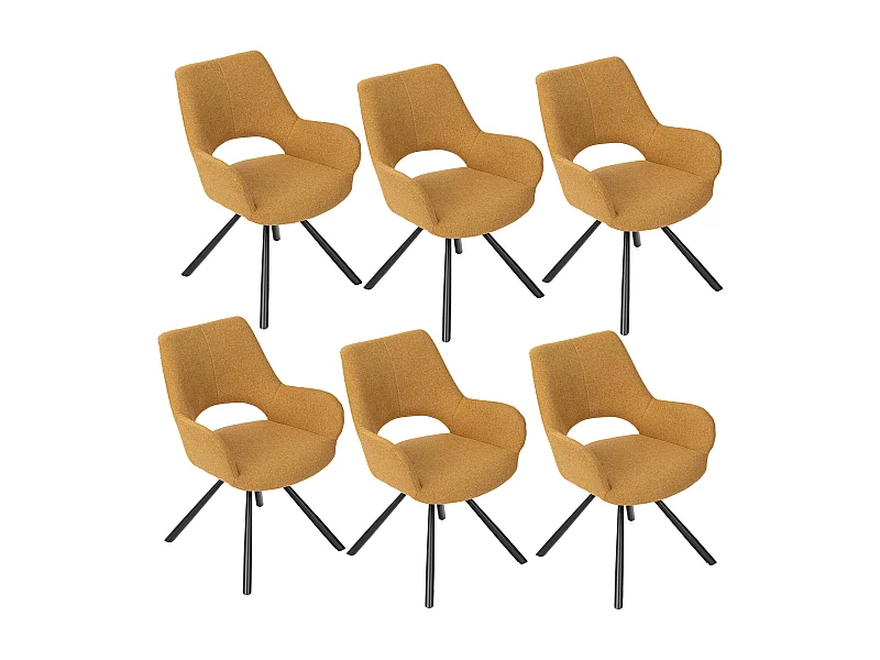Lot de 6 chaises de salle à manger fauteuil de table en tissu style scandinave