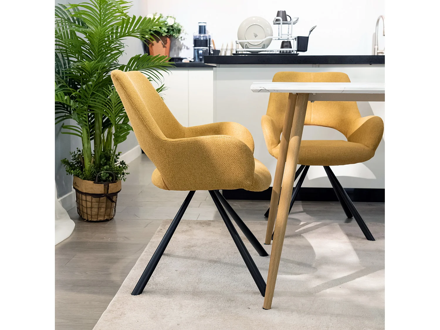 Lot de 6 chaises de salle à manger fauteuil de table en tissu style scandinave