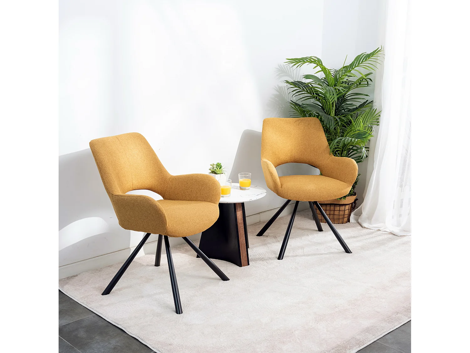 Lot de 6 chaises de salle à manger fauteuil de table en tissu style scandinave