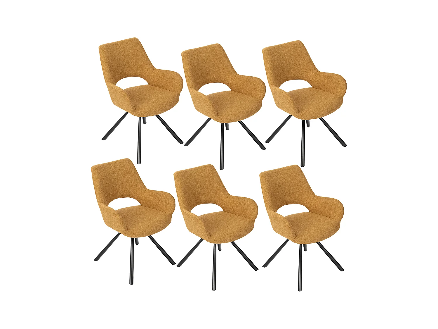 Lot de 6 chaises de salle à manger fauteuil de table en tissu style scandinave