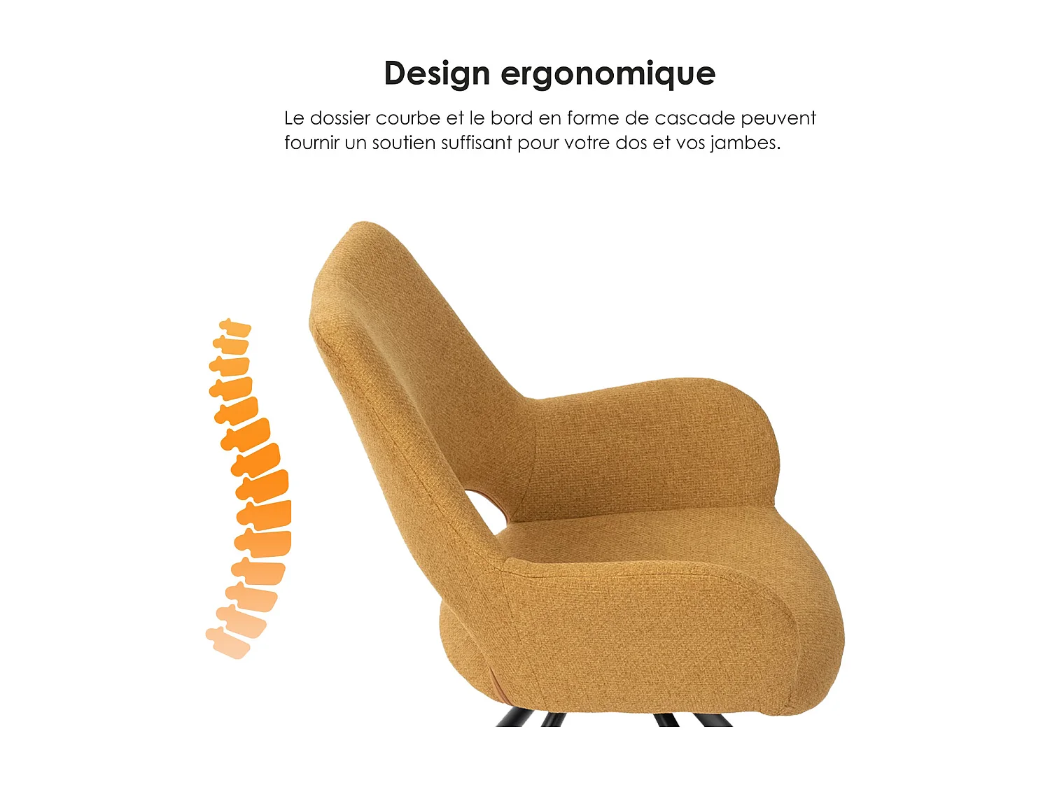 Lot de 6 chaises de salle à manger fauteuil de table en tissu style scandinave