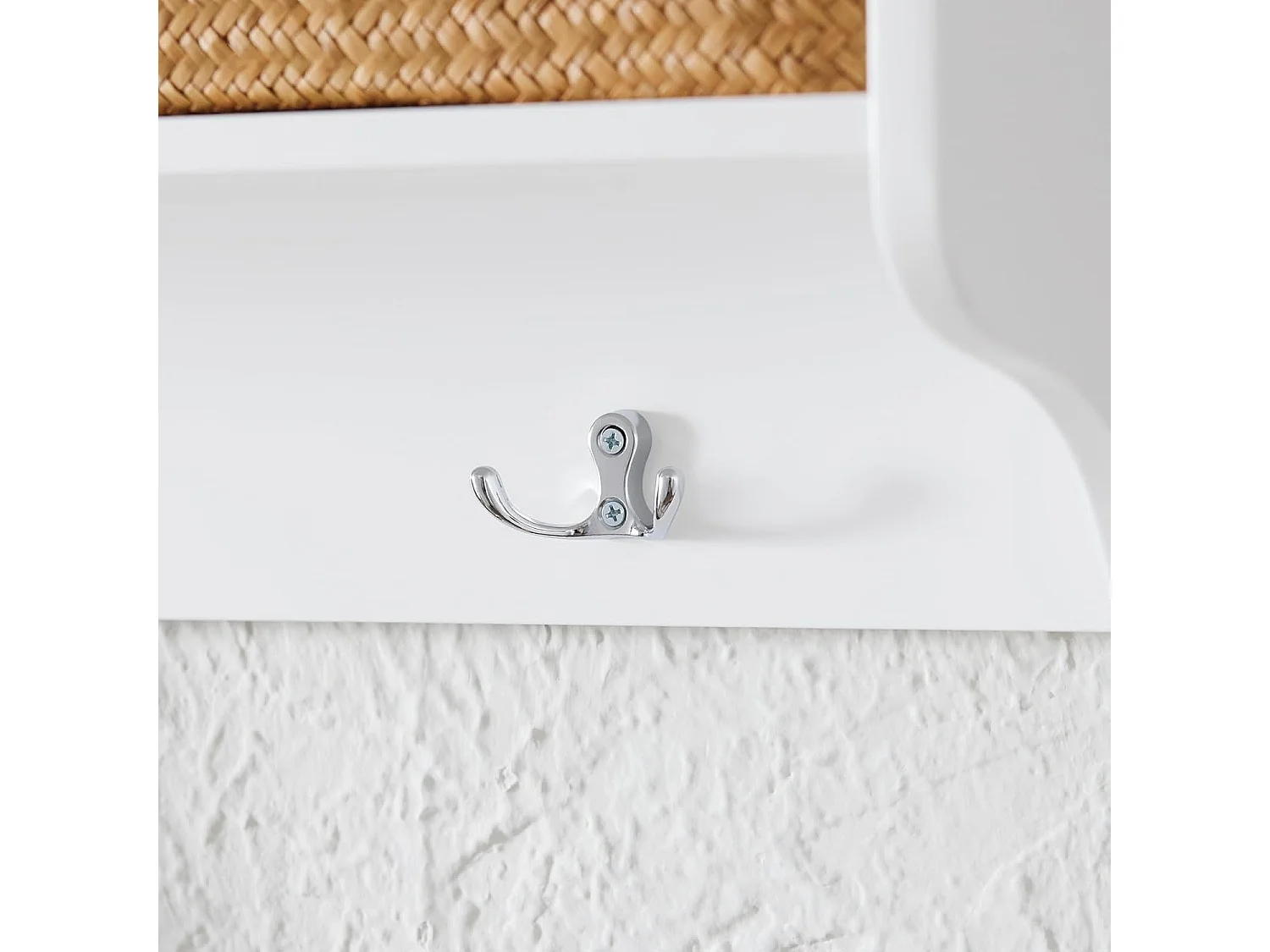 SoBuy FHK35-W Porte Manteau Mural, Étagère de Rangement, Meuble d'Entrée avec 3 Compartiments et 3 Crochets, L100xP20xH30