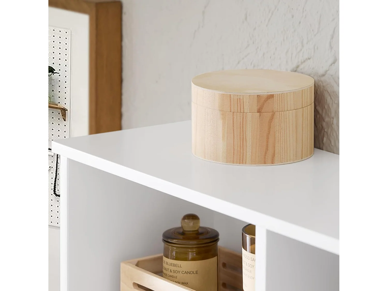 SoBuy FHK35-W Porte Manteau Mural, Étagère de Rangement, Meuble d'Entrée avec 3 Compartiments et 3 Crochets, L100xP20xH30