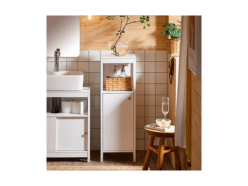 Wąska szafka łazienkowa z półką BZR186-W