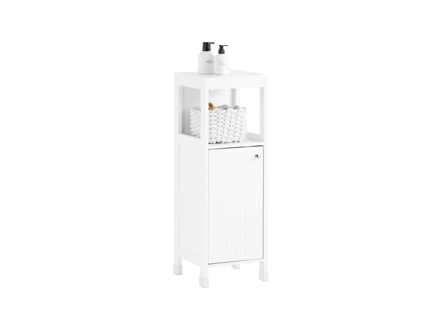 SoBuy BZR186-W Meuble Bas Salle de Bain Meuble de Rangement Armoire Toilette Meuble WC , 1 Compartiment Ouvert et 2 Étages