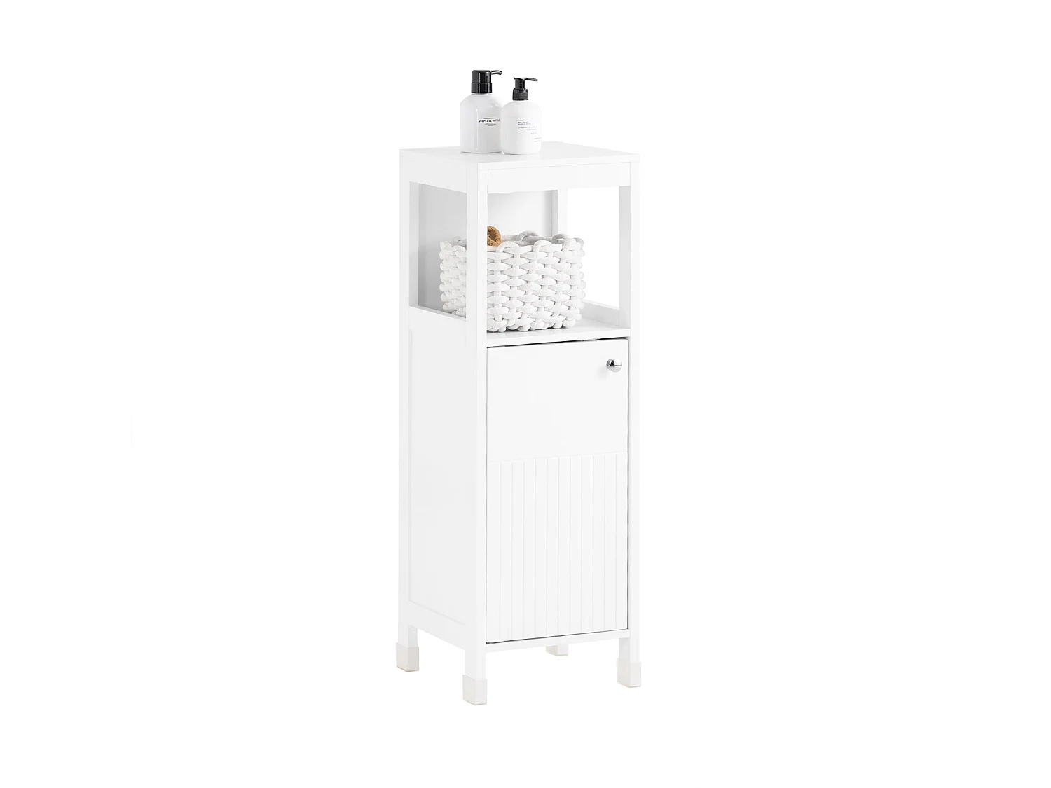 SoBuy BZR186-W Meuble Bas Salle de Bain Meuble de Rangement Armoire Toilette Meuble WC , 1 Compartiment Ouvert et 2 Étages