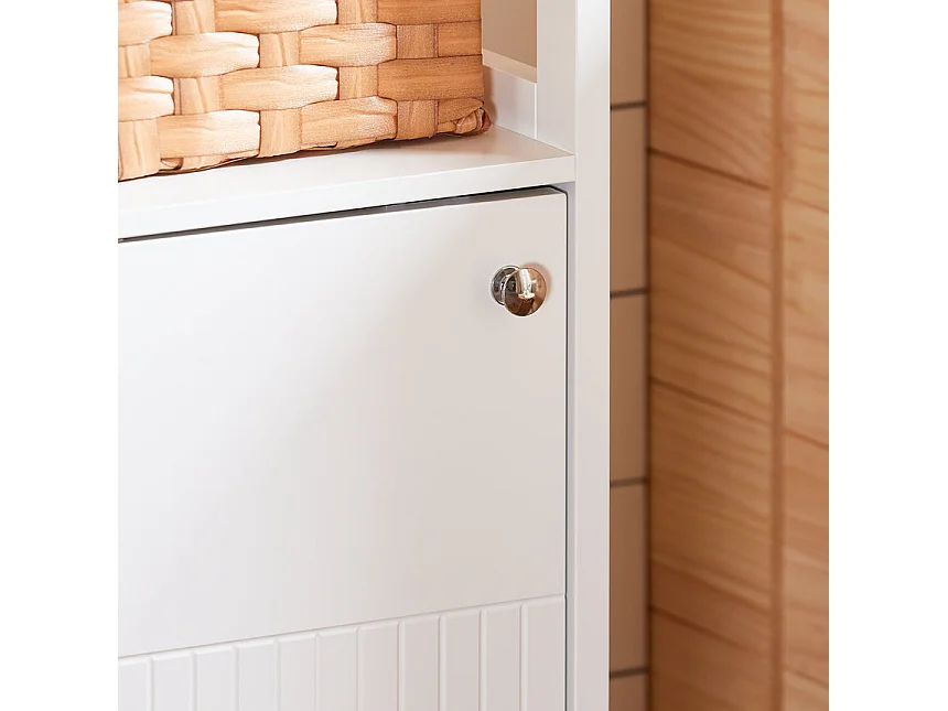 SoBuy BZR186-W Meuble Bas Salle de Bain Meuble de Rangement Armoire Toilette Meuble WC , 1 Compartiment Ouvert et 2 Étages