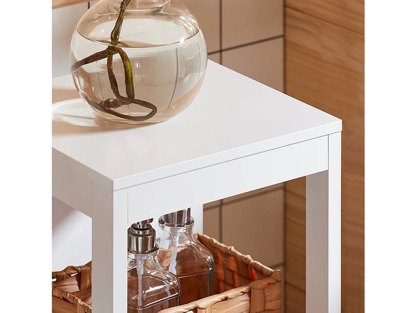 SoBuy BZR186-W Meuble Bas Salle de Bain Meuble de Rangement Armoire Toilette Meuble WC , 1 Compartiment Ouvert et 2 Étages