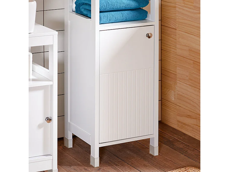 SoBuy BZR187-W Meuble Colonne de Salle de Bain, Armoire Haute, Placard de Rangement, 3 Compartiments Ouverts