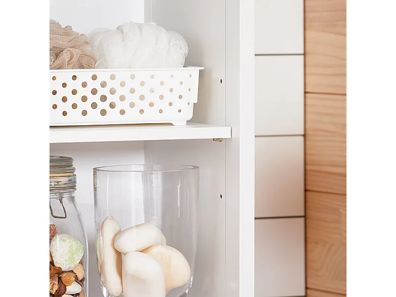 SoBuy BZR187-W Meuble Colonne de Salle de Bain, Armoire Haute, Placard de Rangement, 3 Compartiments Ouverts