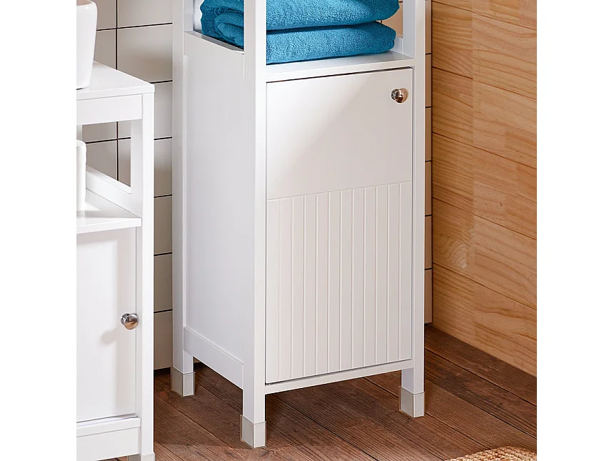 SoBuy BZR187-W Meuble Colonne de Salle de Bain, Armoire Haute, Placard de Rangement, 3 Compartiments Ouverts