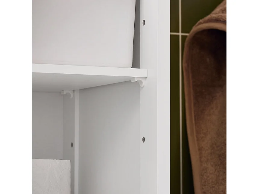 SoBuy FRG236-WN Meuble Colonne de Salle de Bain Armoire Haute Meuble de Rangement Placard de Rangement avec étagères réglables, L32cmxP30cmxH170cm, 1 Tiroir et 2 Po