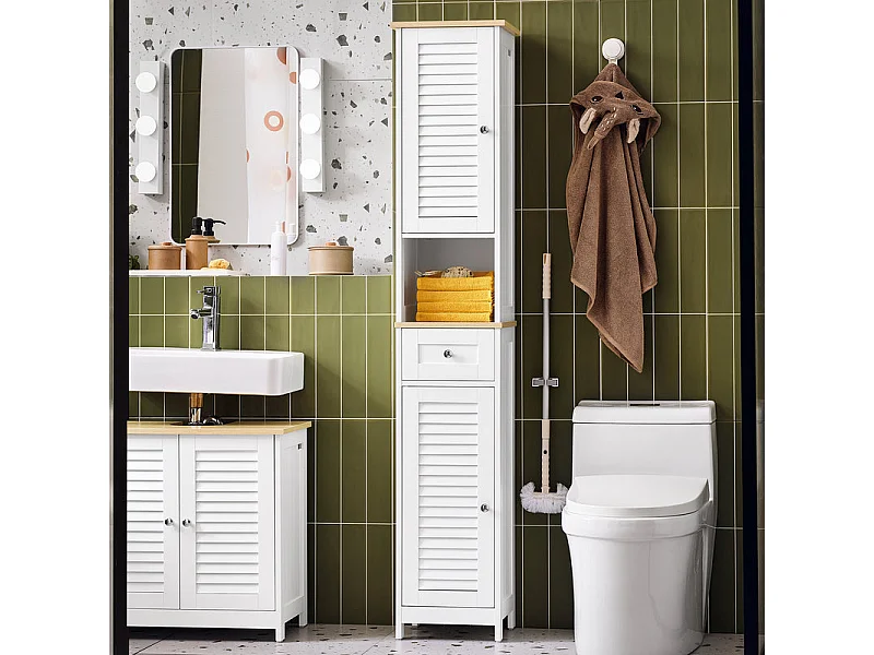 Mueble Columna de Baño Armario para Baño Alto FRG236-WN SoBuy ES