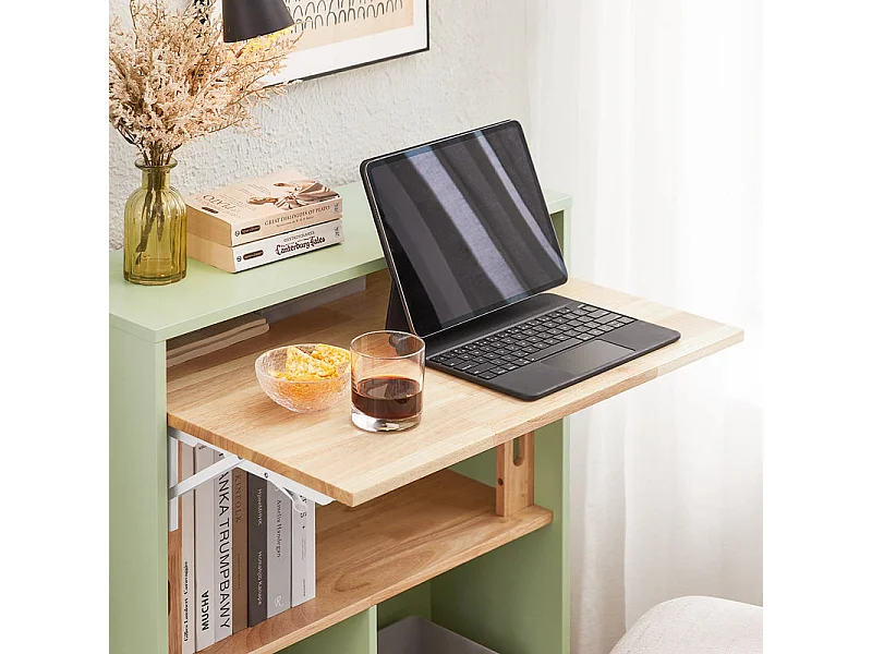 SoBuy FWT104-GR Opvouwbaar bureau, opklapbare computertafel, bureautafel, klein bureau met legplanken, werktafel, computertafel